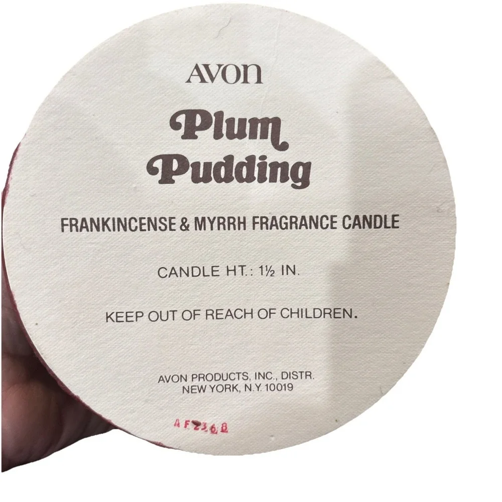 Christmas Vintage Plum Pudding Frankincense & Myrrh Fragrance Candle Avon 1980's
